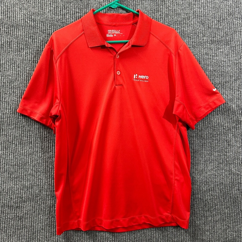 Nike Golf Tour Performance Dri-Fit Mens Polo Shirt L Red Activewear Short Sleeve